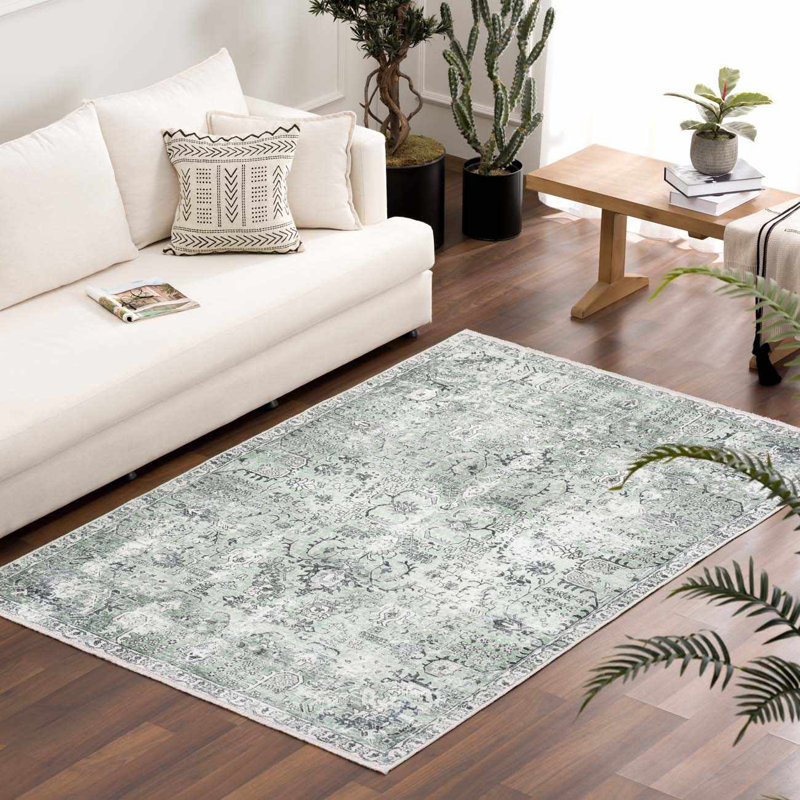 Tapis vert lavable à la machine Tiltonsville, Rectangle 6 pi 7 po x 9 pi