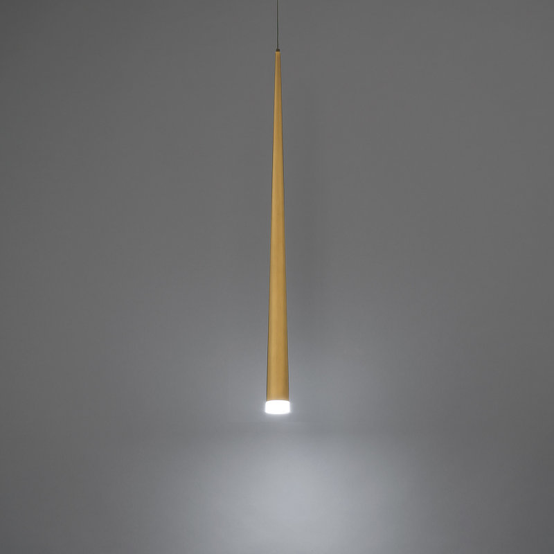 Cascade 1 - Light LED Single Pendant, 28" H x 1.5" W x 1.5" D, Aged Brass