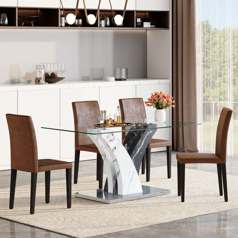 Élégante expérience culinaire avec verre trempé et design artistique en MDF pour un usage domestique