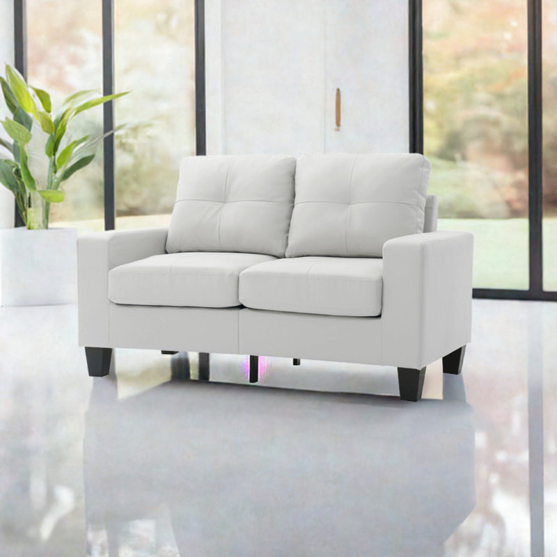 Causeuse modulaire Worthen en similicuir, Blanc