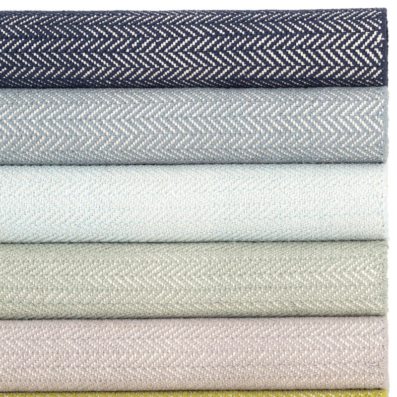 Herringbone Indigo Handwoven Cotton Rug, Runner 2'6" x 12'