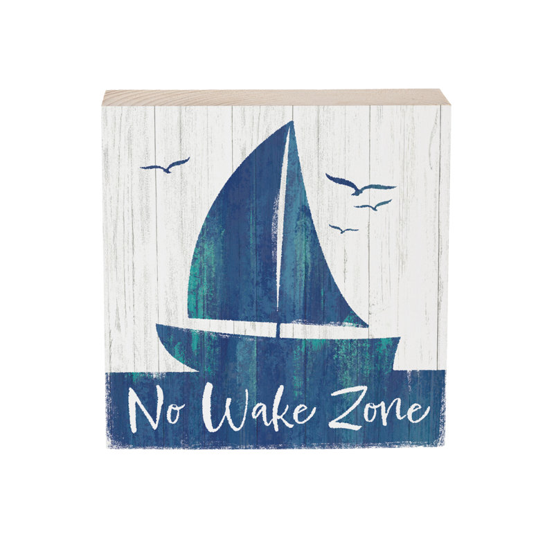 Coastal Wooden Plock No Wake Sailboat 6"