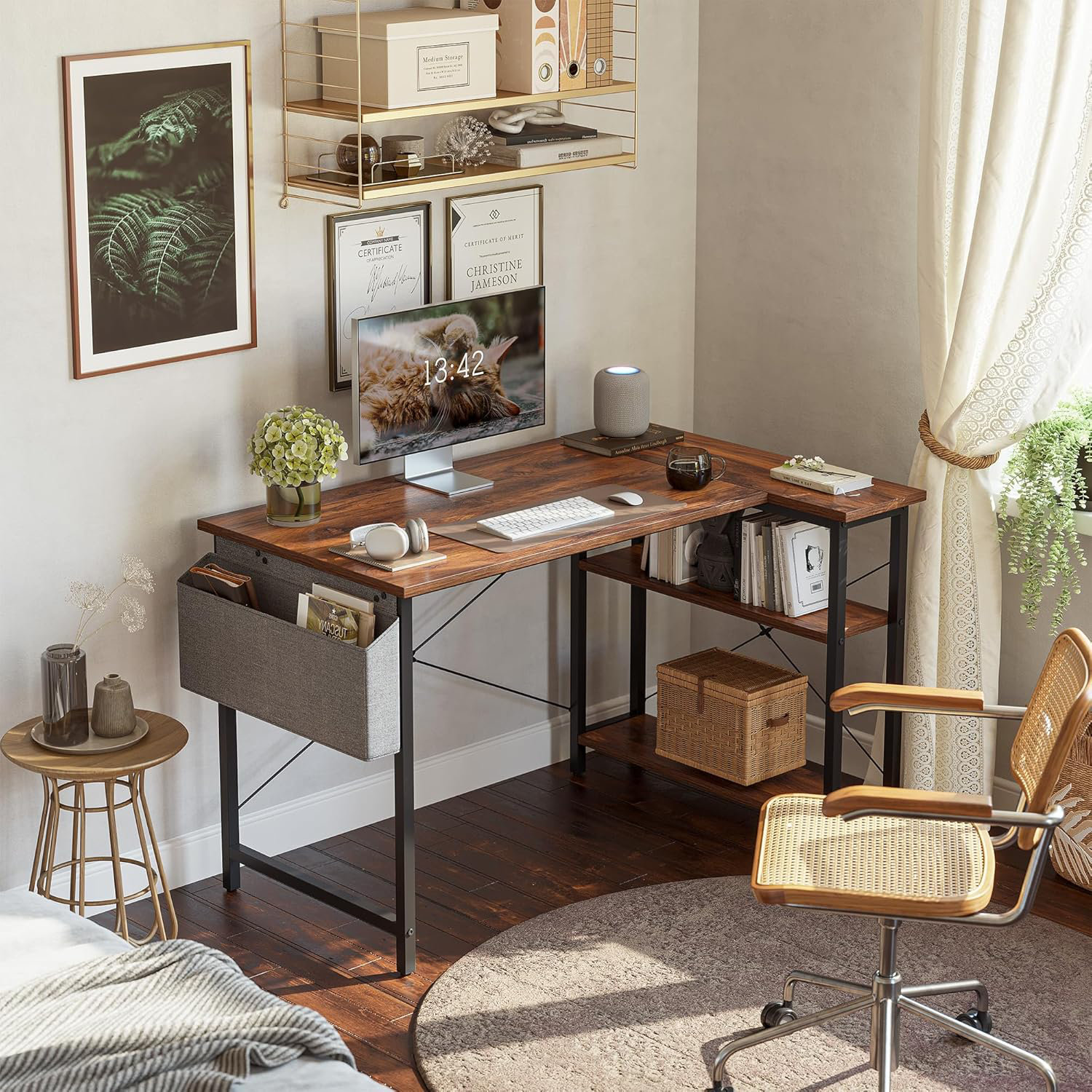 MAZOJA 40 Inch Computer Desk with Reversible Storage Shelves - Wayfair ...
