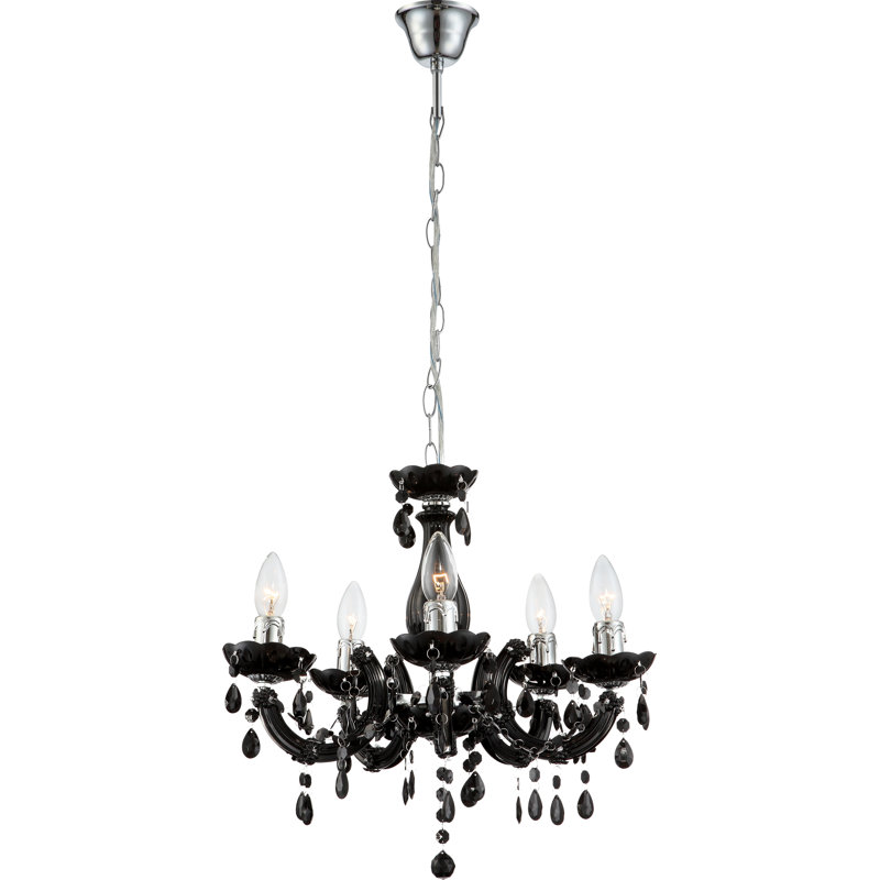 5 - Light Candle Style Chandelier, Black