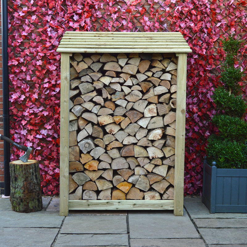 123cm W x 80cm D Solid Wood Log Store, Light Green