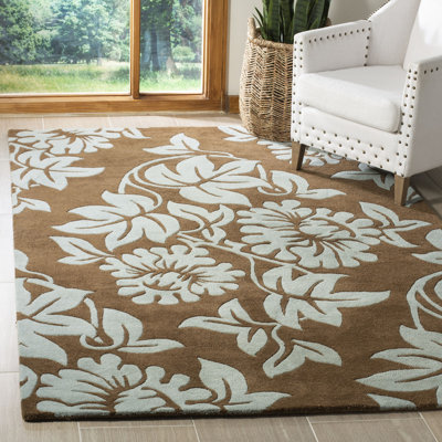 Tapis brun / bleu en laine touffeté à la main Candelo Llenifer