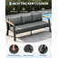 5-Seat Aluminum Patio Conversation Set with Coffee Table, Thick Washable Cushions, All-Weather Frame – Gray for Backyard, Balcony, Poolside