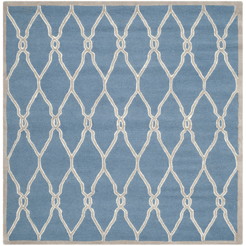 Cannen Hand Tufted Wool Geometric Rug, Square 6'