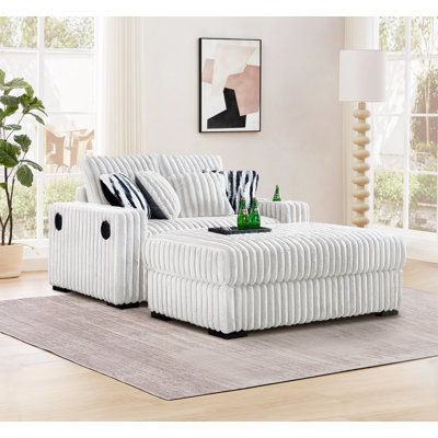 Causeuse avec repose-pieds avec porte-gobelet, haut-parleur Bluetooth, chargeur sans fil et ports USB