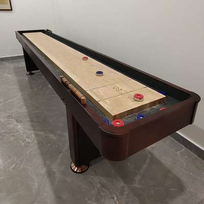 9-Foot Classic Deluxe Shuffleboard Table The Drift Architect 9' Woodgrain Veneer Shuffleboard Table