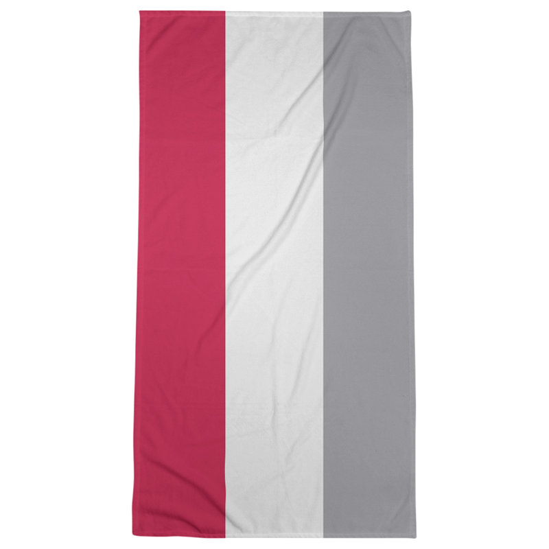Cotton Blend Lightweight Bath Towel, Red/White/Silver