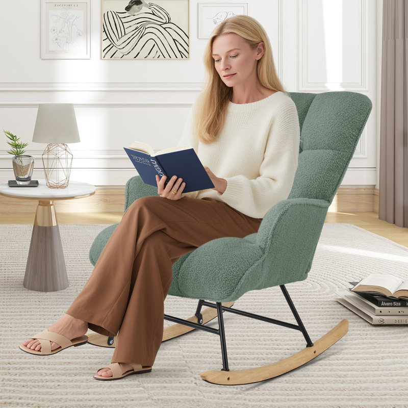 Solid + Manufactured Wood/Iron Rocking Chair, Green