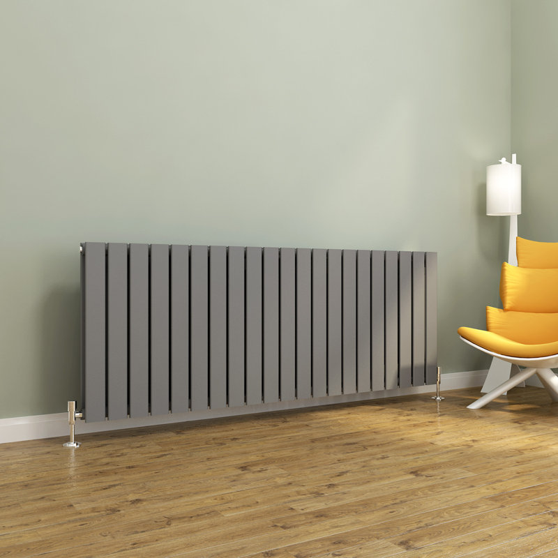 Tanya Horizontal Designer Radiator, Anthracite, 60cm H x 159.6cm W x 6.1cm D