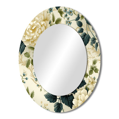 Vintage Lace Trellis Victorian Pattern - White Oval Wall Mirror Decor