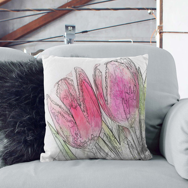 Floral Square Cushion, 40cm H x 40cm W x 15cm D