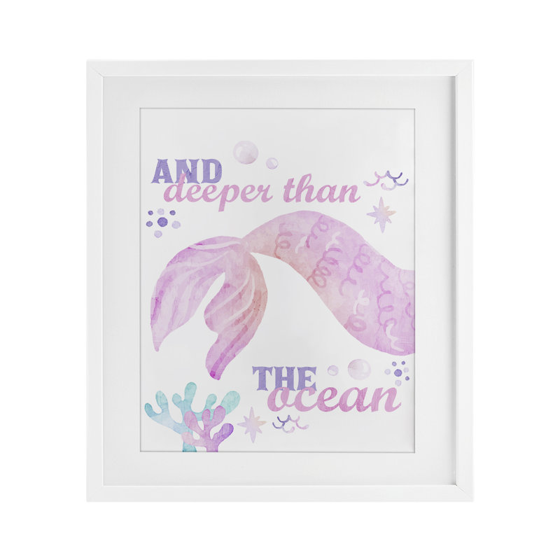 «Deeper Than The Ocean», reproduction sous verre encadrée, conception de Kim Allen, H 21 po x l 17 po, Cadre blanc côtier
