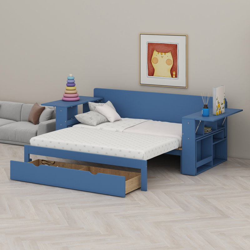 Lit de jour avec bureau amovible, Bleu