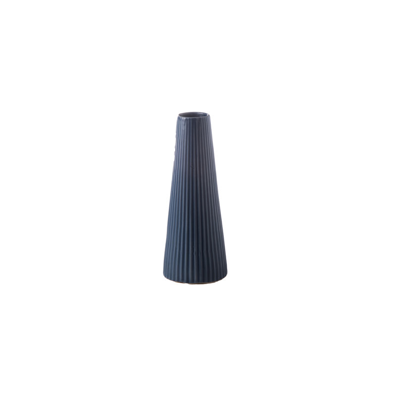 Vase rond en céramique fini mat bleu