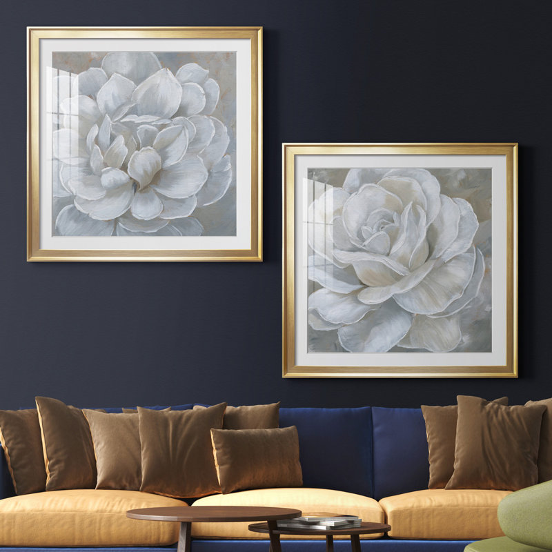 «Bombshell Bloom I», ensemble de 2 reproductions d'art sur toiles, H 30,5 po x l 61 po x P 1,5 po, Papier encadré noir, Doré