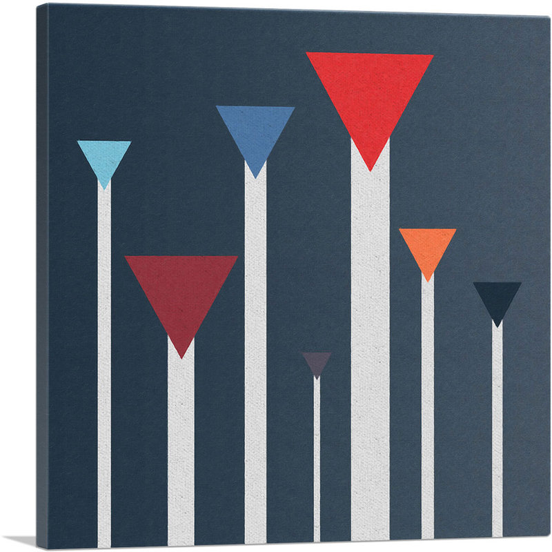 Mid-Century Modern Ascendant Triangles - Reproduction d'art sur toile tendue, H 12 po x l 12 po x P 1,5 po