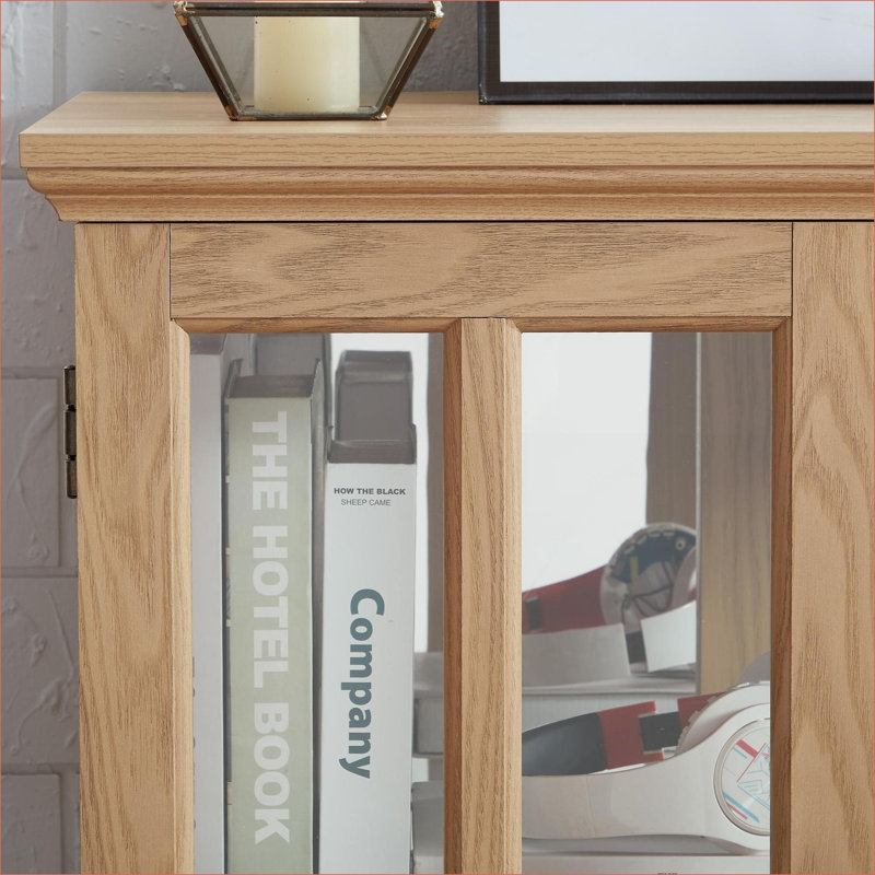 Armoires avec lumières DEL et amp; Tablettes réglables | Vitrine rétro noyer brun | Traditionnel | Panneau de fibres à densité moyenne + verre
