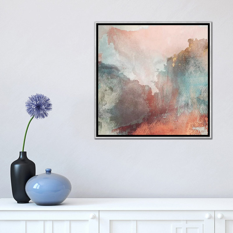 Reproduction d’art, "Paper clouds" par Elisabeth Fredriksson, H 18 po x l 18 po x P 1,5 po, Toile avec cadre argenté