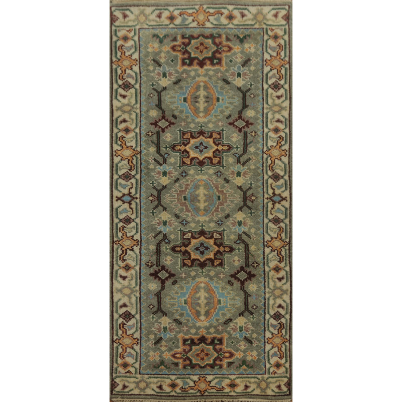 Tapis traditionnel indien à motif géométrique 3 x 6