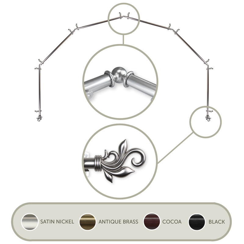 Ensemble de tringle à rideaux simple et quincaillerie pour fenêtre à 6 côtés Rexford, 18 à 28 po (de chaque côté)