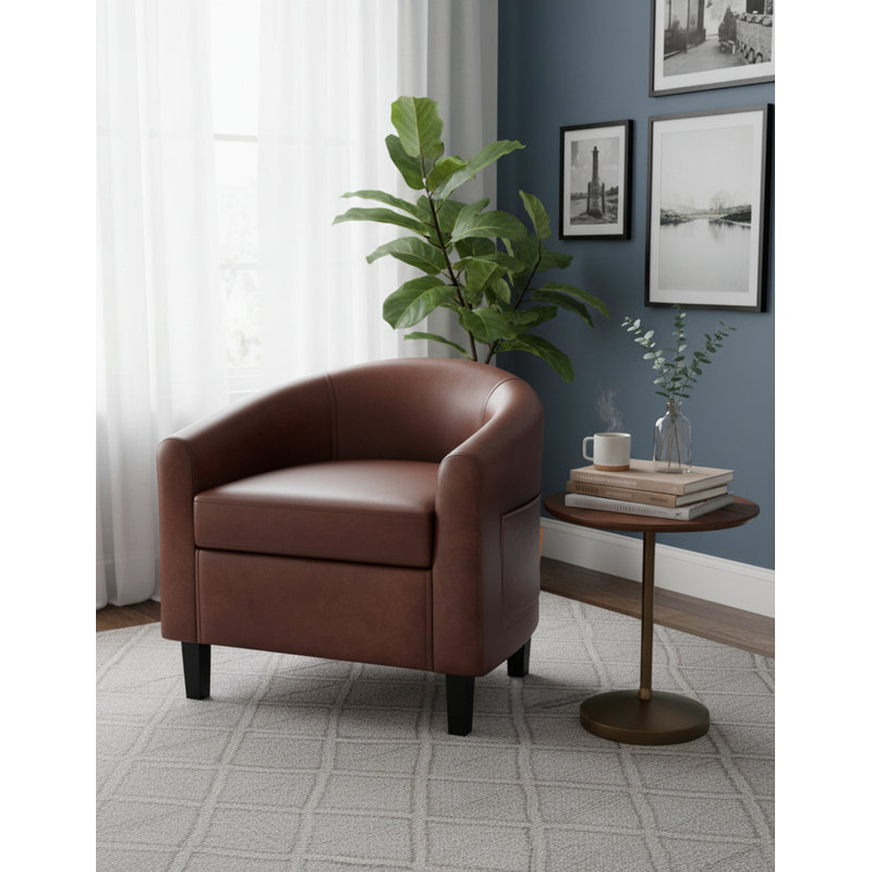 Fauteuil d'appoint en polyuréthane avec coussin souple, Rouge vin
