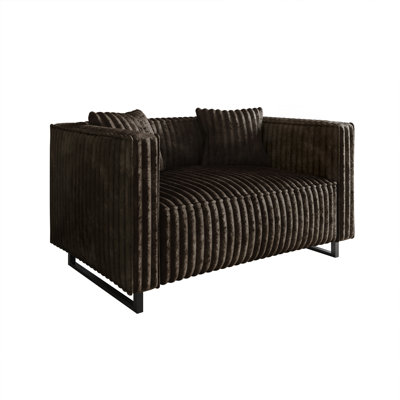 2-Pieces Mid Century Modern  Living Room Set In Brown Velvet