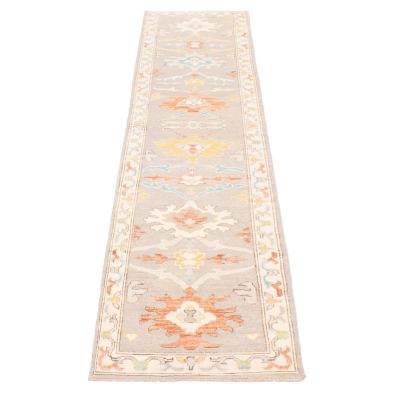 Tapis de couloir unique en laine noué à la main de style nouvel âge 2 pi 7 po x 12 pi 2 po Wolken - bleu / jaune / orange