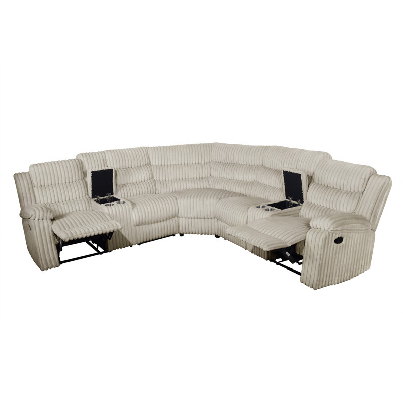 Canapé modulaire en velours côtelé Calantha (crème), Tissu crème
