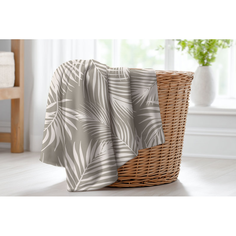 Couverture en velours de coton Waving Palms, L 60 po x l 50 po, Taupe