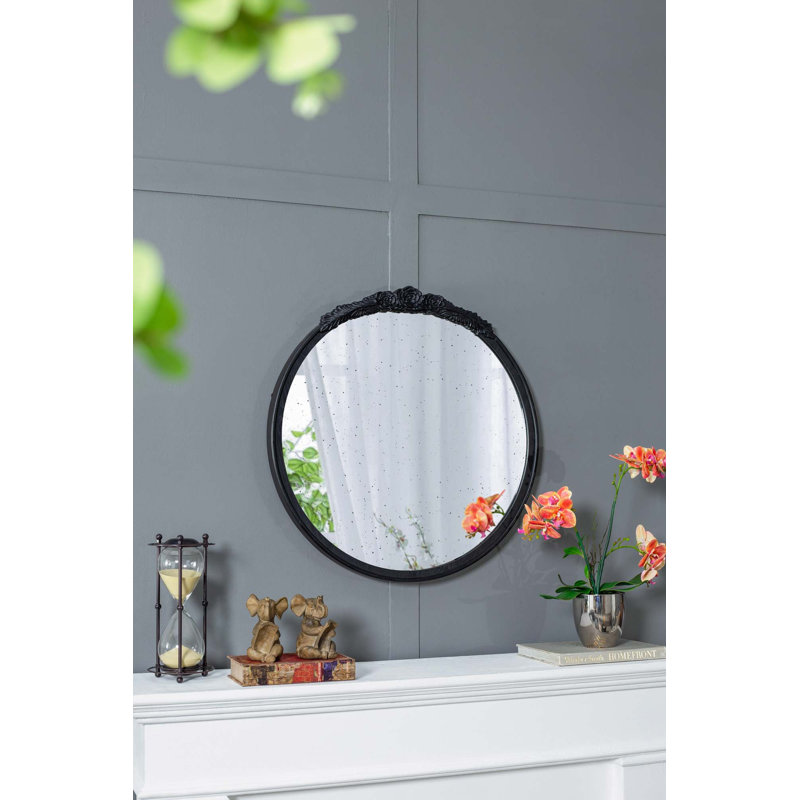 Cadre de miroir antique 30 po, Noir