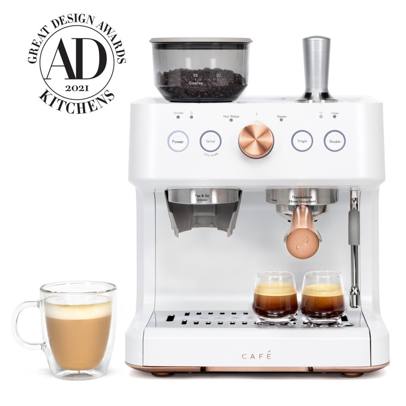 Café Bellissimo Semi-Automatic Espresso Machine, Matte White
