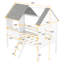 Lit simple mezzanine bas - deux fenêtres pour la chambre à coucher semi-fermée en bois de pin blanc et gris Playtime Stable