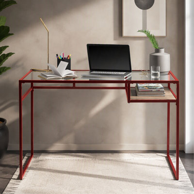 Bureau d'écriture avec plateau en verre Dexter