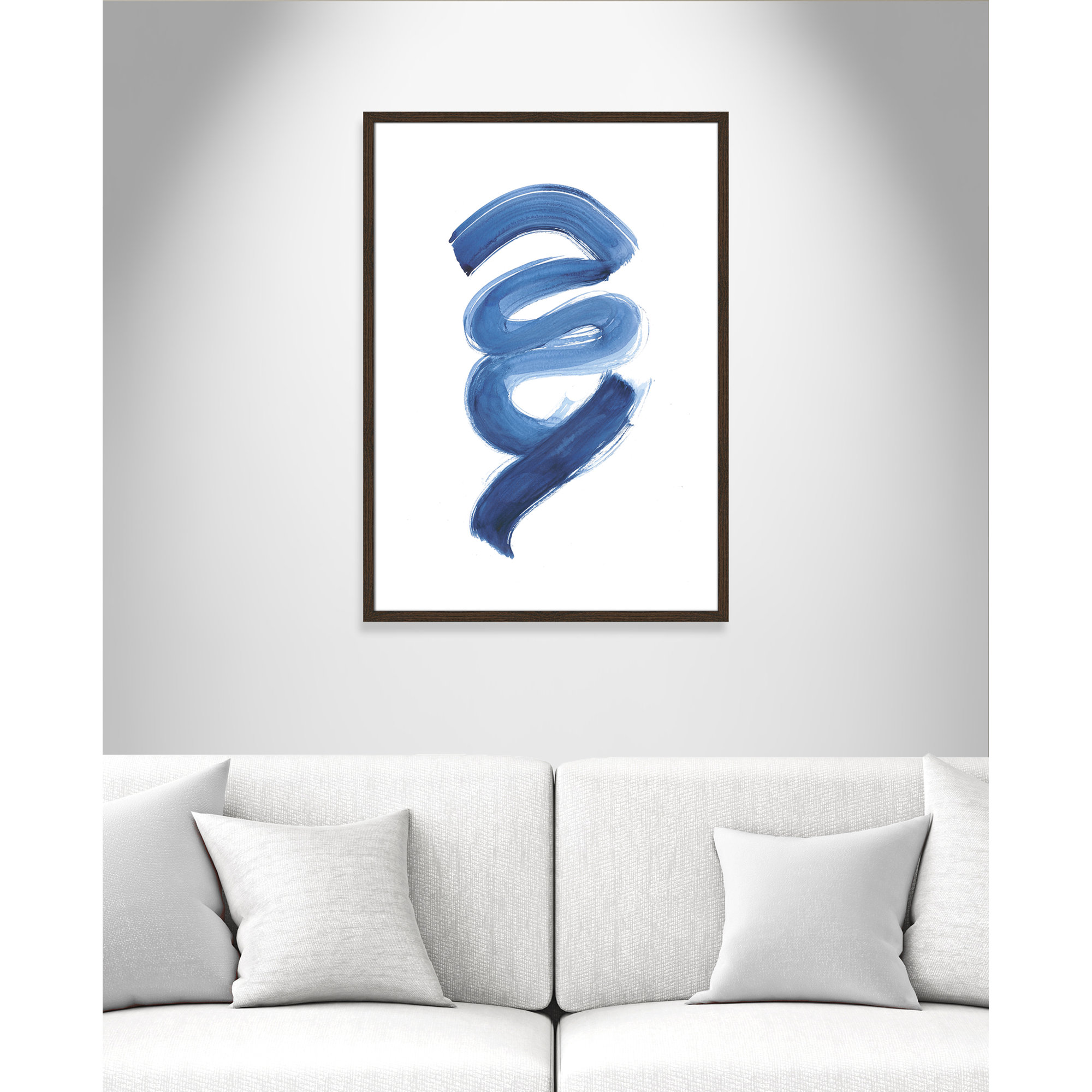 Slinky Indigo I by Filippo Ioco - Painting Print, 35.5" H x 25.5" W x 0.75" D, Walnut Wood Framed Paper