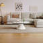 71 cm Round Marble-Pattern Glass Coffee Table