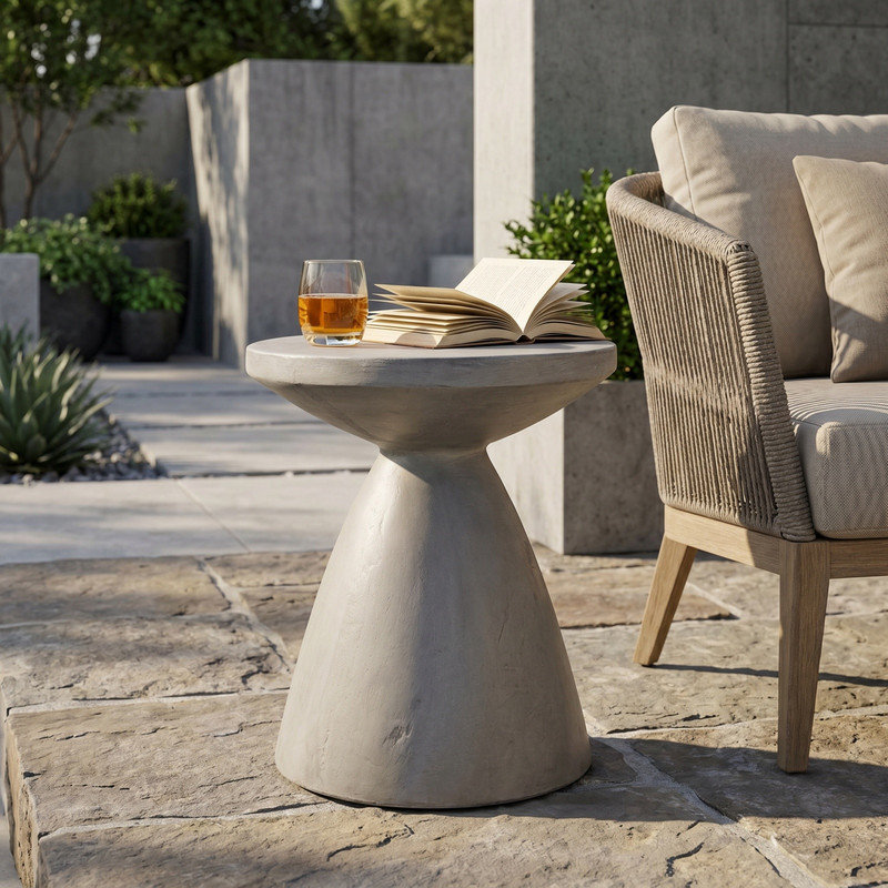 Table d'appoint en béton léger, table de bout d'extérieur MGO