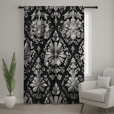 Rideaux à motif floral damassé, voilages et voilages à motif floral - 1 panneau