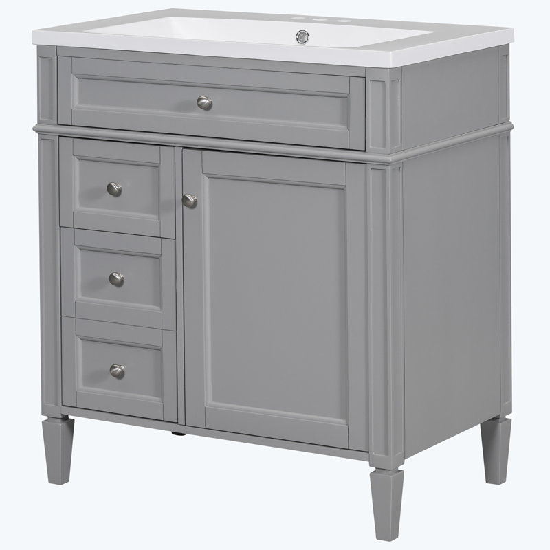 Gioacchino 30'' Free Standing Single Bathroom Vanity with Resin Top