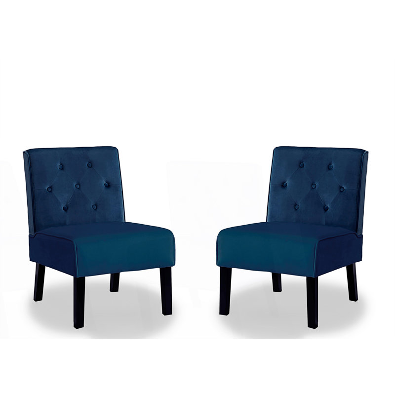 Fauteuil d'appoint 2 pièces, capitonné et capitonné, Bleu très foncé