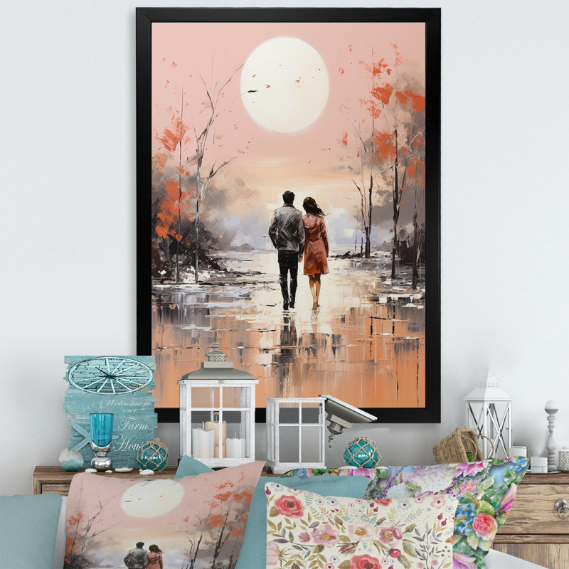 Cantera couple marchant sur la plage, Cadre photo noir, H 32 po x l 16 po x P 1 po