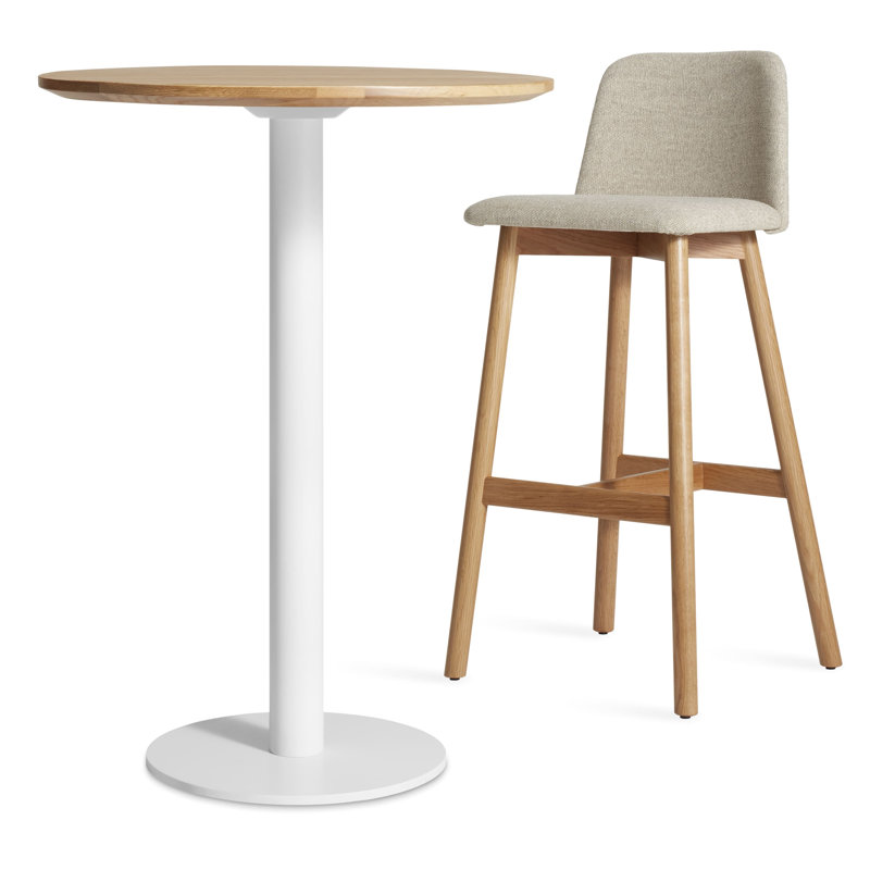Easy Round Dining Table, White Oak, Matte White, 40" H x 30" W x 30" L