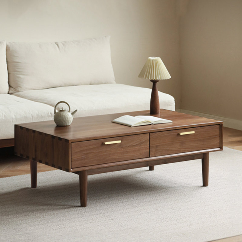 Modern solid wood storage coffee table, 16.9" H x 47.2" L x 25.6" W