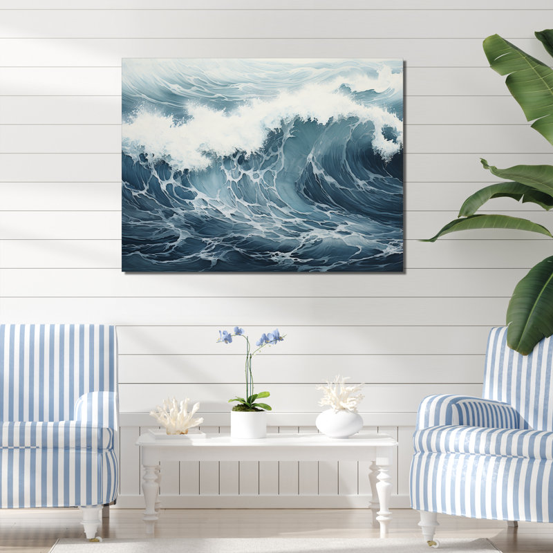 Minimalisme océan tempête I sur toile, H 30 po x l 40 po x P 1,5 po, Toile tendue