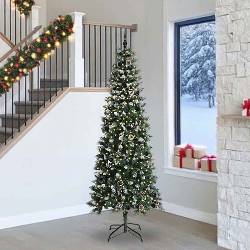 Artificial Christmas Tree with 300 LEDs Green, Black, 7.87' H