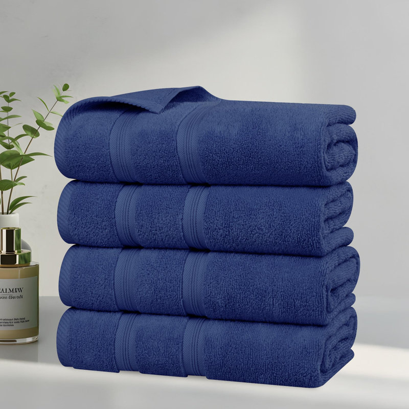  Serviettes de bain en coton Smart Quick-Dry Zero Twist, ensemble de 4, Marine