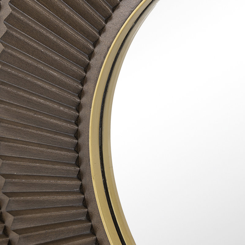 Miroir rond en bois avec cadre en fer doré, 31,5 x 1,2 x 31,5 po, rehausse l'attrait de la décoration intérieure, réflexion claire pour la salle de bain et le vestibule 31,5 x 1,2 x 31,5 po ornement, couleur neutre, ajoute de la beauté au décor
